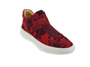 Camoflage Printed Suede High Top Sneaker Red