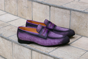 Woven Canvas & Calfskin Slip-On Loafer Purple