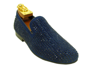Studded Suede Slip-On Loafer Blue