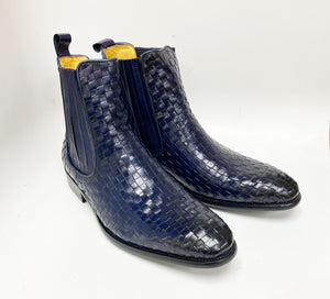 Woven Calfskin Slip-On Boot Blue