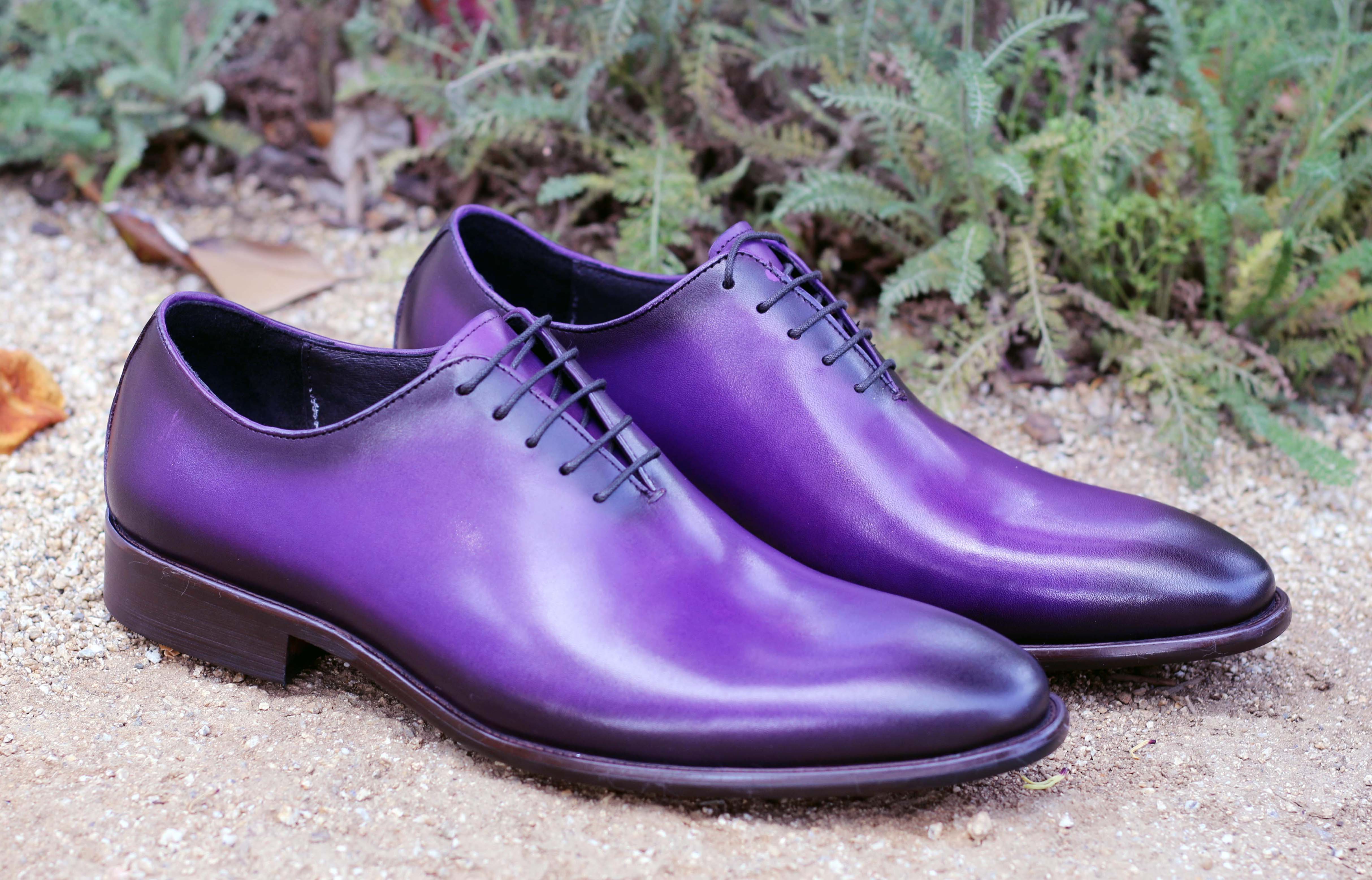 Burnished Calfskin Lace-Up Oxford Purple C&E Fashions Burnished Calfskin Lace-Up Oxford Purple C&E Fashions
