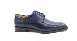 Burnished Calfskin Lace-Up Shoe Blue