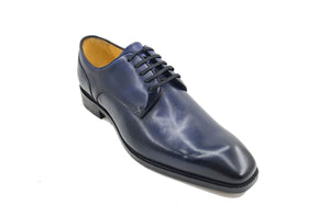 Burnished Calfskin Lace-Up Shoe Blue