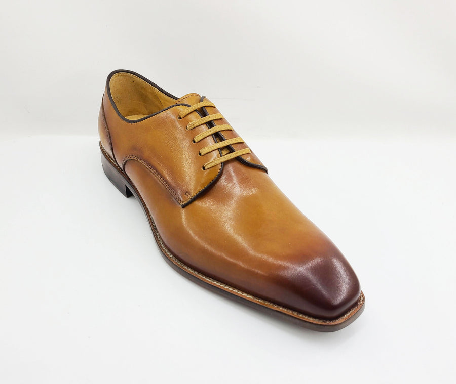 Burnished Calfskin Lace-Up Shoe Cognac