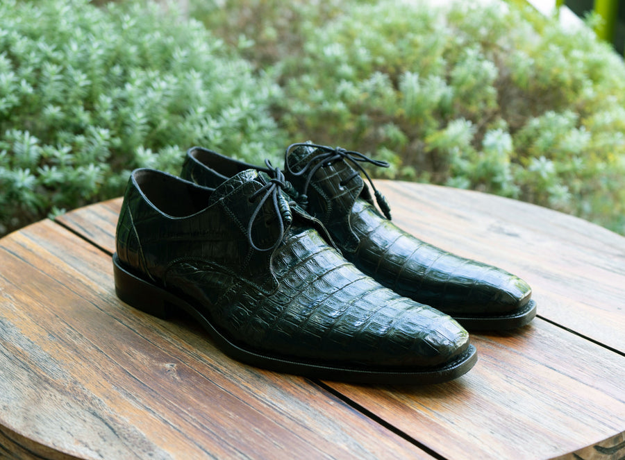 Mezlan Anderson Crocodile Oxford Forest/Green 9 C&E Men's Shoes