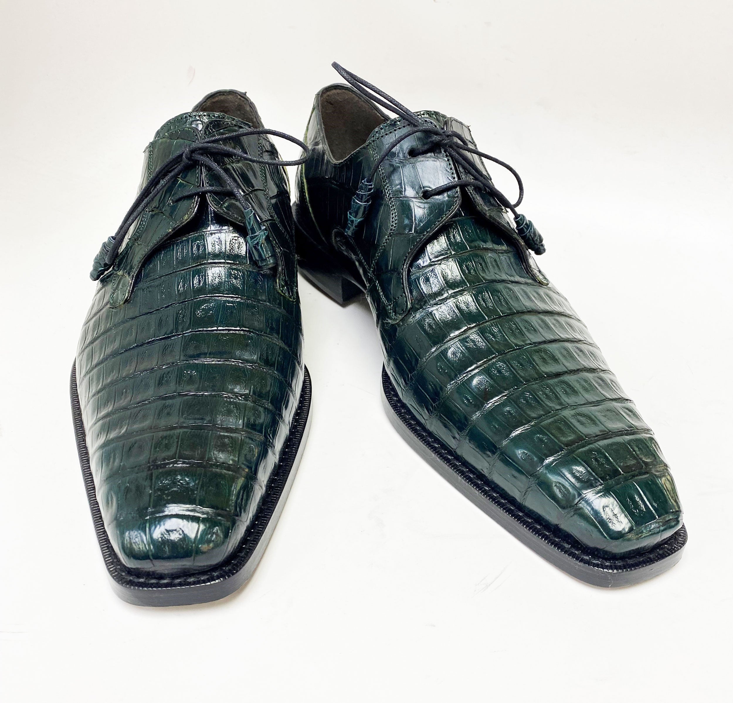 Men's Lace-Up Crocodile Alligator Leather Sneakers