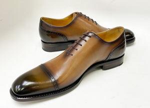 "Anthony" Burnished Calfskin Lace-Up Oxford Walnut/Brown