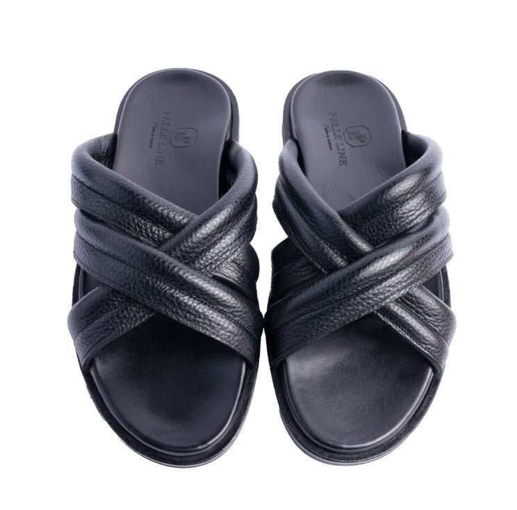 Pelle "Balaer" Slip-On Calfskin Sandal Black