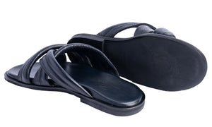 Pelle "Balaer" Slip-On Calfskin Sandal Navy