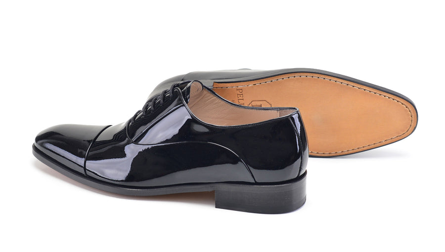 Pelle Patent Leather Lace-Up Oxford Black
