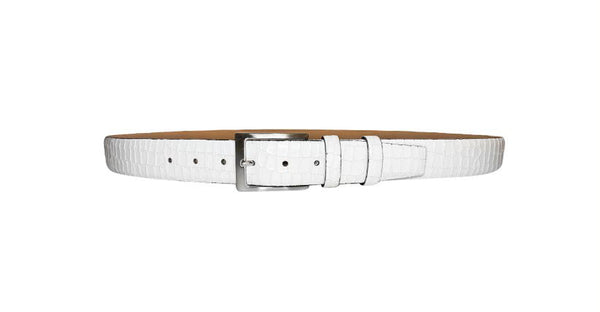 Corrente Crocodile Printed Calfskin Belt White