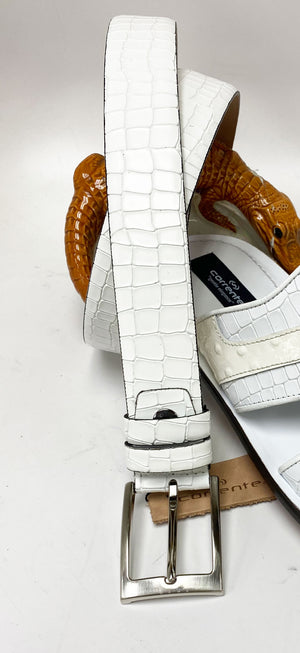 Corrente Crocodile Printed Calfskin Sandal White