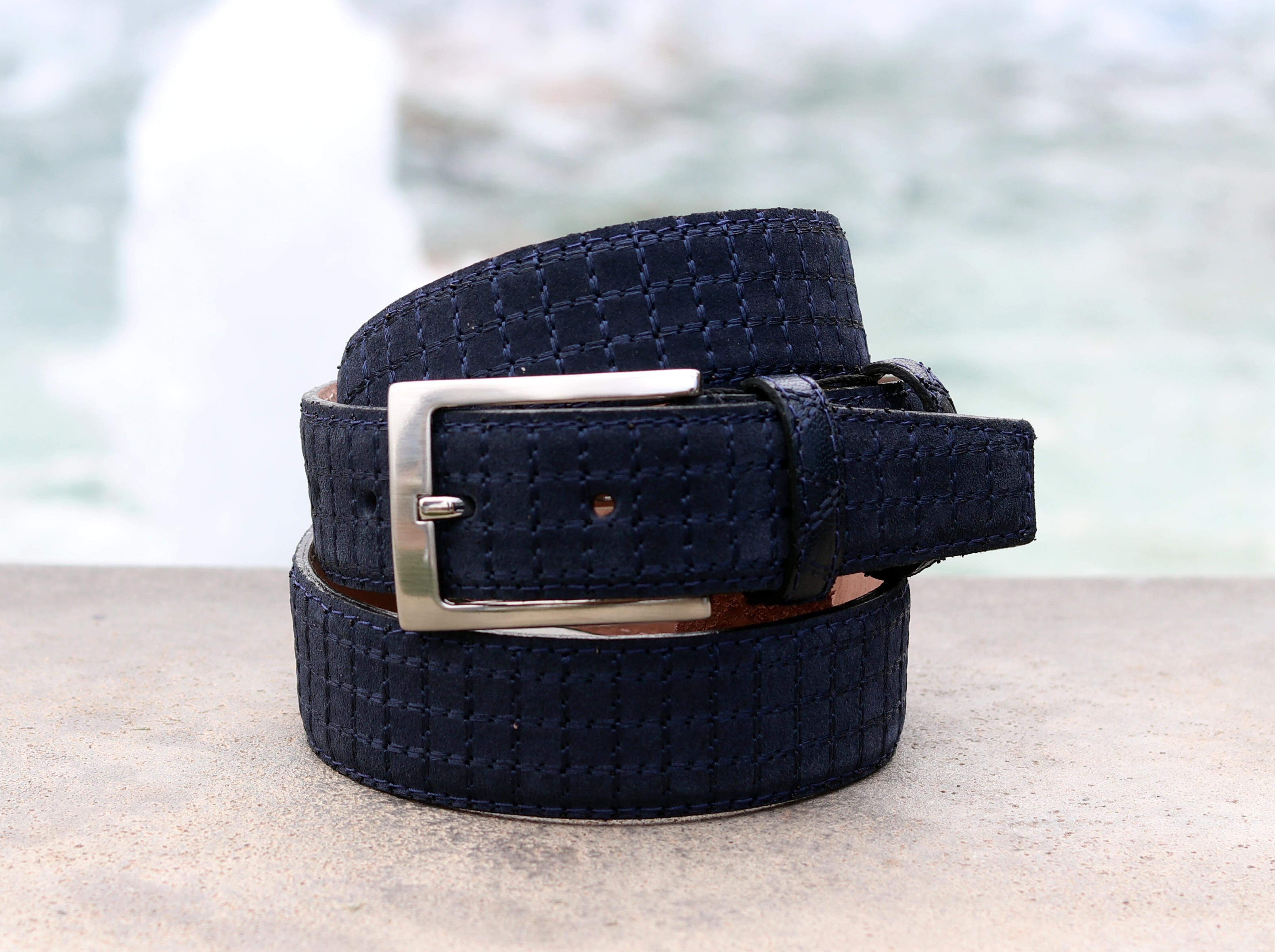 Belt Casual monograma Doble Faz Nacar Azul Naval Cinturón Mujer Size S