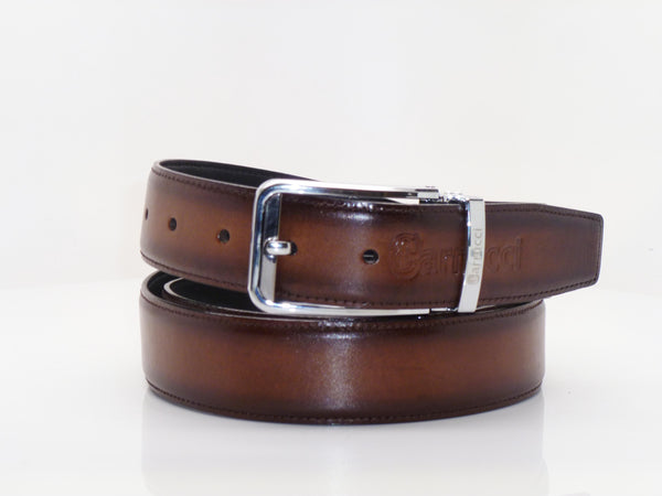 Burnished Calfskin Belt Brown