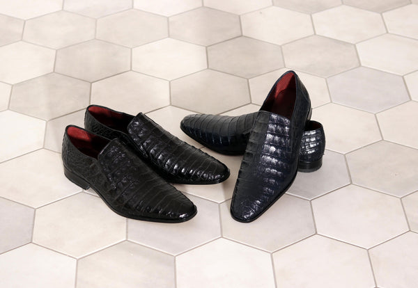 Pelle Exotics Crocodile Slip-On Loafer Black