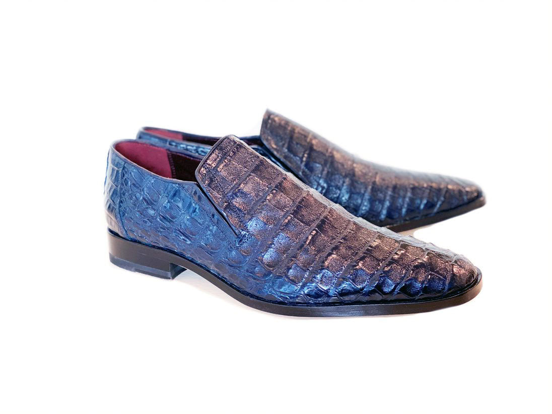 Pelle Exotics Crocodile Slip-On Loafer Blue – C&E Fashions