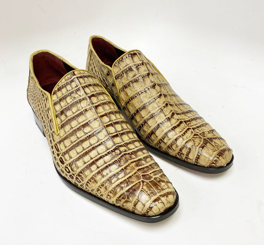 Pelle Exotics Crocodile Slip-On Loafer Taupe
