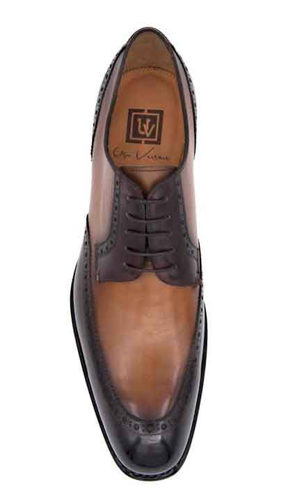 Burnished Calfskin "Colin" Lace-Up Oxford Brown/Camel