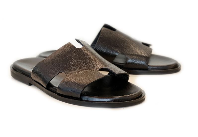 Pelle "Egea" Slip-On Calfskin Sandal Black