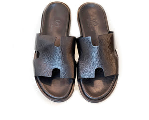 Pelle "Egea" Slip-On Calfskin Sandal Black