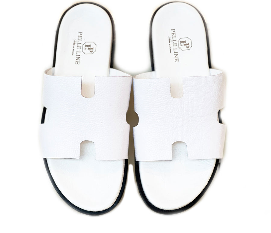 Pelle "Egea" Slip-On Calfskin Sandal White