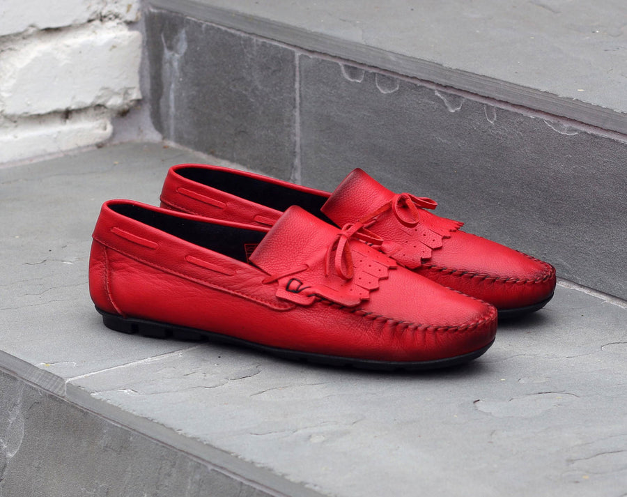 Maurice Supple Calfskin Slip-On Driving Moccasin Red