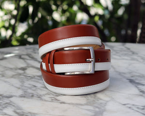 Maurice Two-Tone Leather Belt 1-Tan/White
