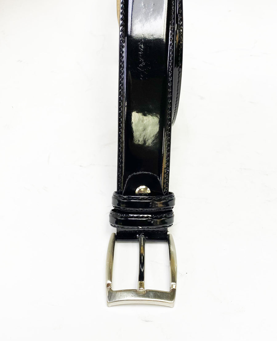 Black Patent Leather Belt Strap with Buckle 