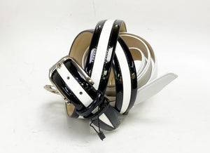 Patent Leather Two-Tone Belt Black/White