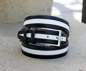 Maurice Two-Tone Leather Belt 2-Black/White