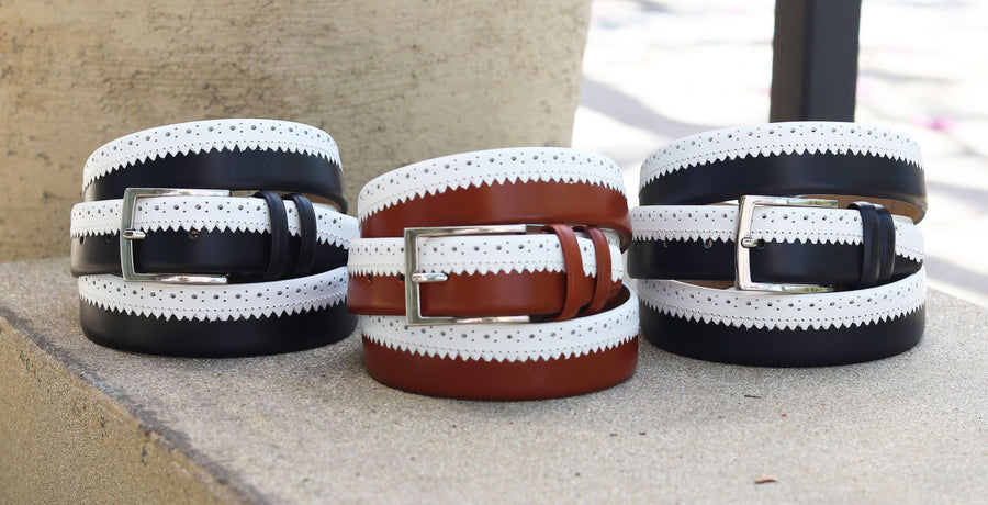 Maurice Two-Tone Leather Belt 3-Black/White