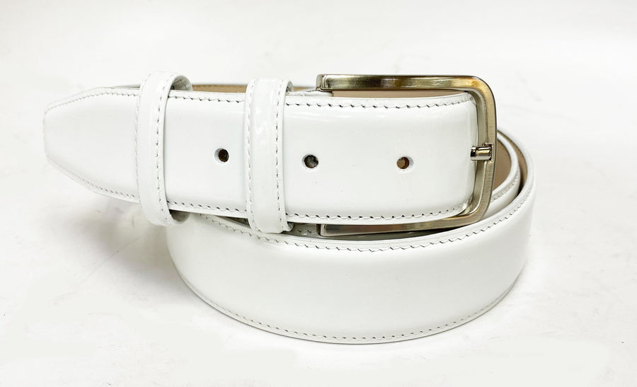 Patent Leather Belt White – C&E Fashions