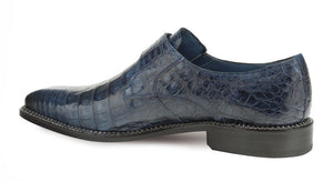 Mezlan Magnus Crocodile Monkstrap Shoe Blue