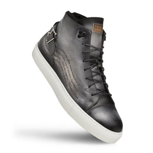 Mezlan Etched High-Top Sneaker Grey