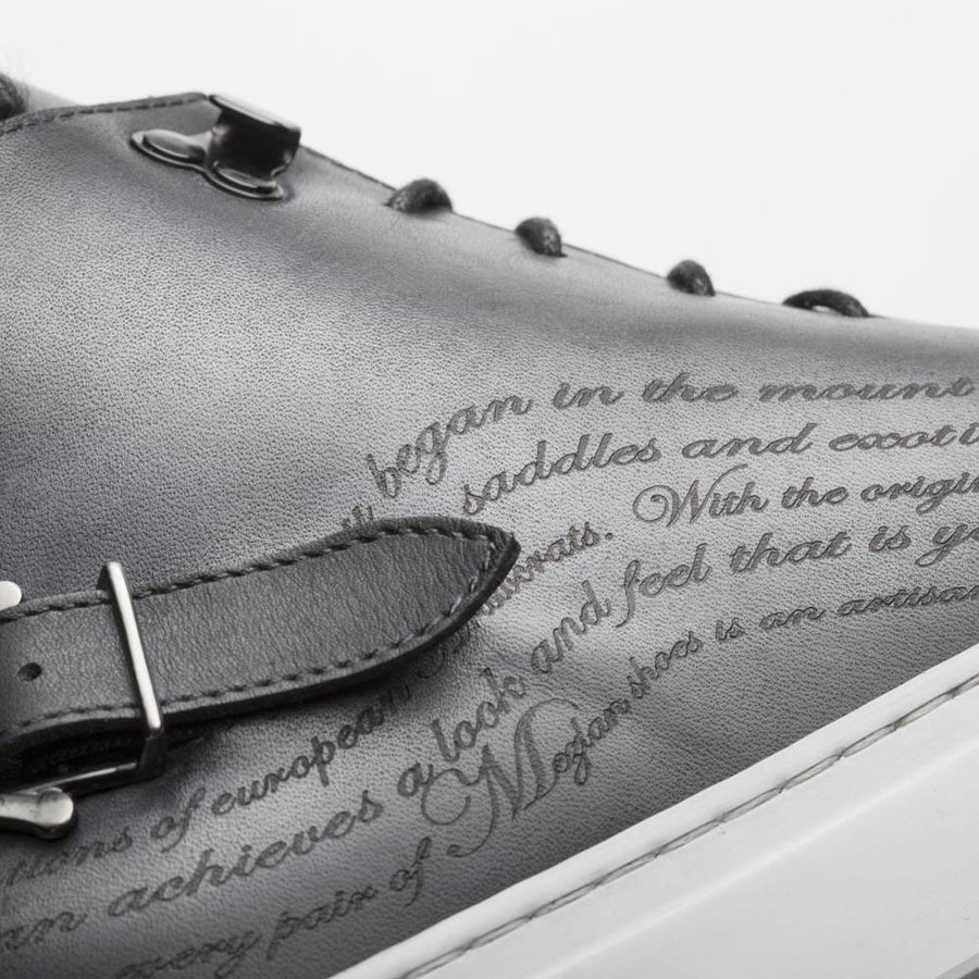 Mezlan Etched High-Top Sneaker Grey