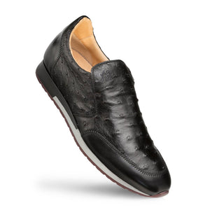 Mezlan Ostrich Slip-On Sneaker Black