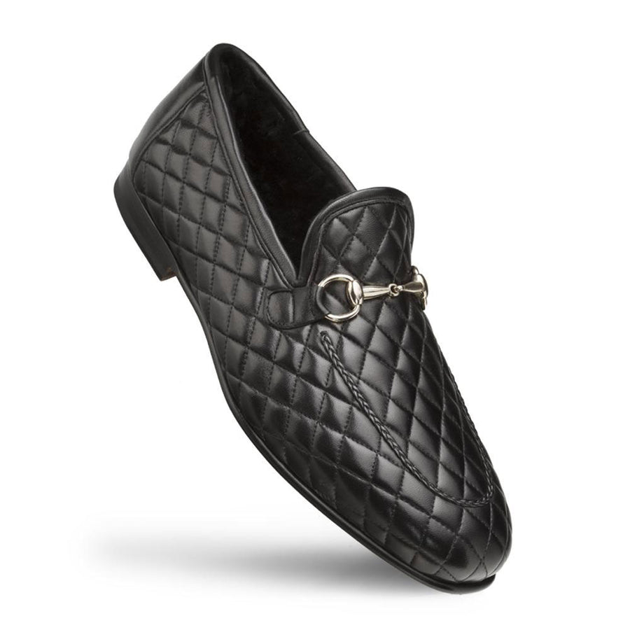 Mezlan Quilted Leather Loafer Black