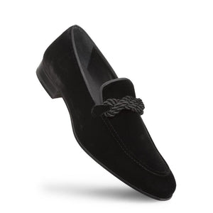 Mezlan Velvet Braided Formal Loafer Black