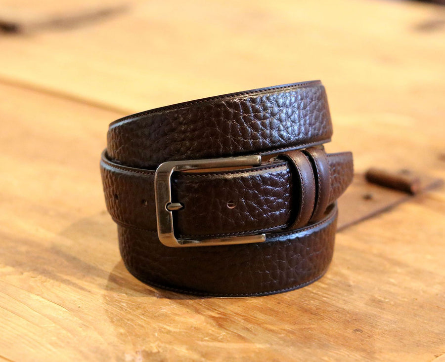 Pebbled Leather Belt Brown