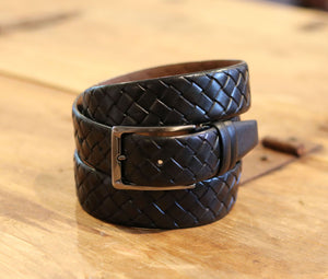 Woven Leather Belt Black