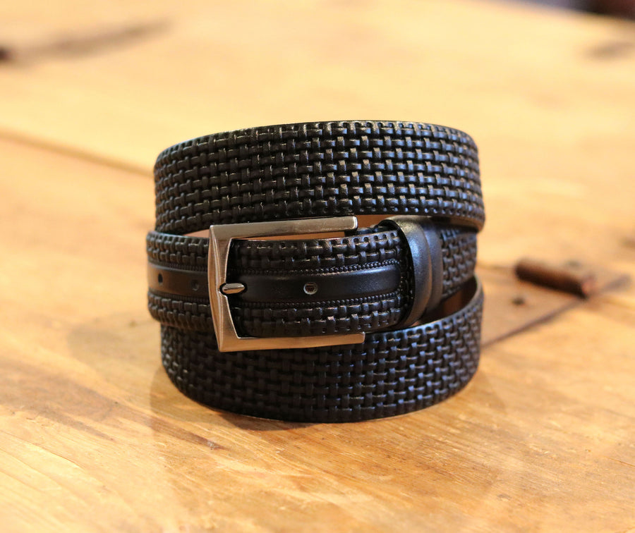 Woven Leather Belt Black